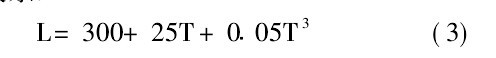 L與T之間存在如下關係（3）