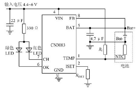 圖3　CN3083芯片的外部連線電路圖